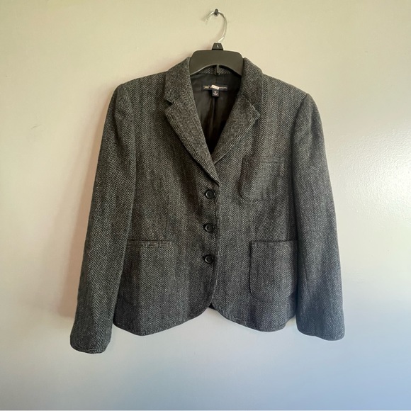 Brooks Brothers Jackets & Blazers - Brooks Brothers Gray Black Wool chevron blazer suit jacket women’s size 12